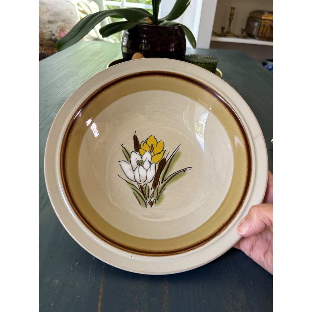 Acsons Adela 2011 Stoneware Serving Bowl Japan Floral Crocus Vintage 9 Inch